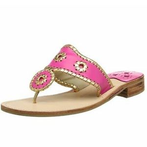 Jack Rogers Pink and Gold Thong Sandal